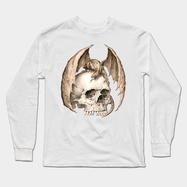 Dragon on a Skull Long Sleeve T-Shirt by Paul_Abrams